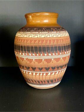 Handmade Navajo Red Pottery Vase 6” Signed